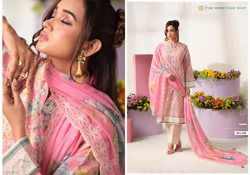 Mal mal Fiza By Hermitage Lawn Cotton Dress Material 